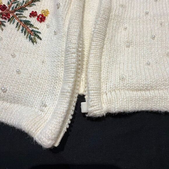 Tiara International Cardinal Christmas Cardigan Embellished Sweater XL - Picture 8 of 8